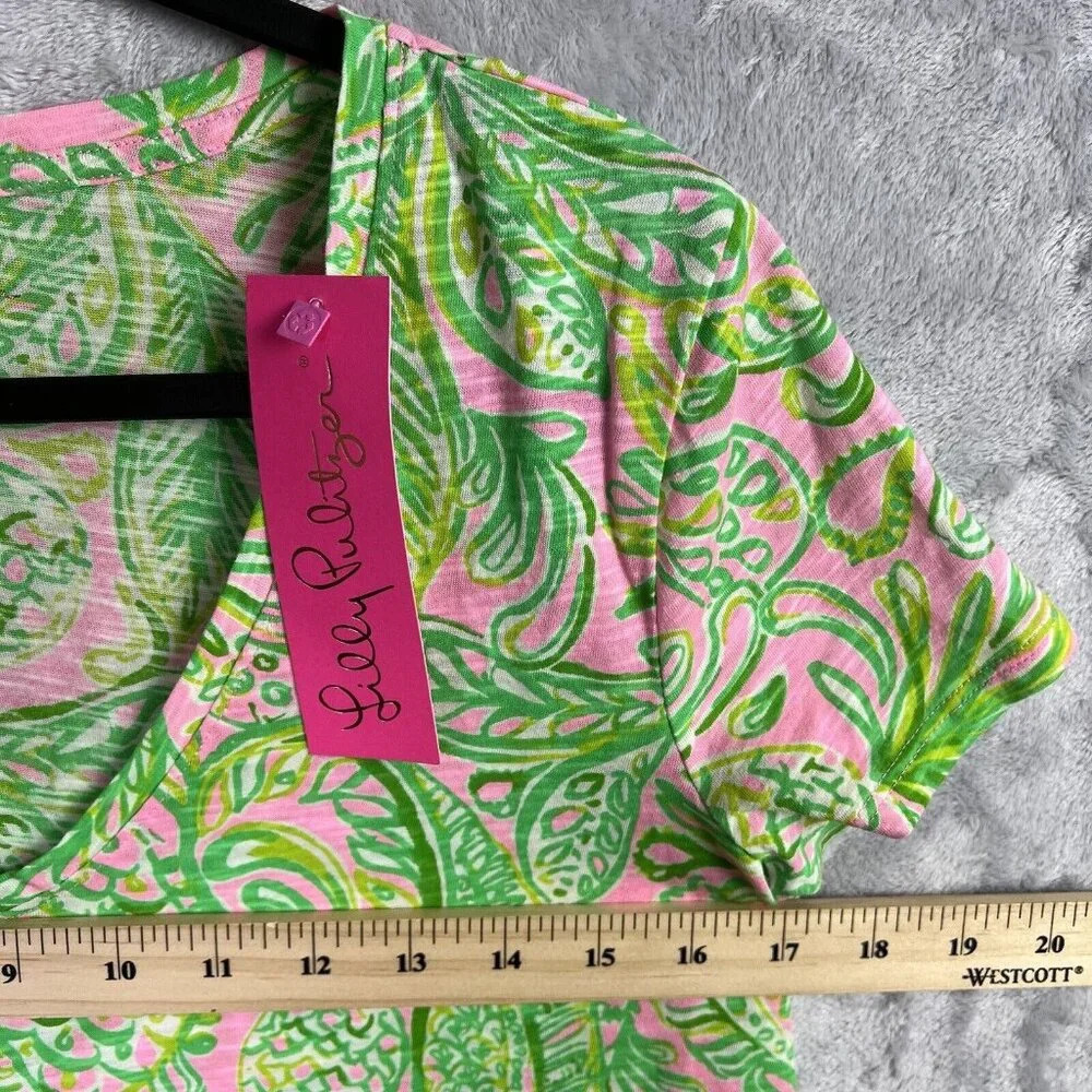 Lilly Pulitzer Madevilla Baby Top NWT XS Green Tropical Pineapple‎ Short Sleeve - Picture 10 of 12